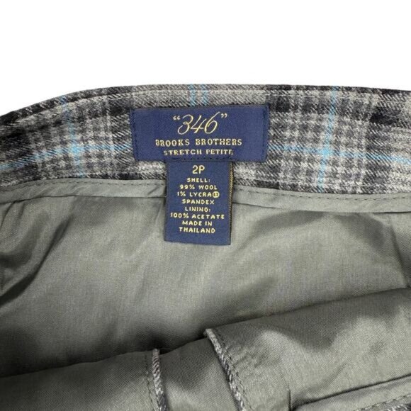 BROOKS BROTHERS Wool Plaid Button Front Wrap Skirt Sz 2 STRETCH PETITE - Picture 5 of 6